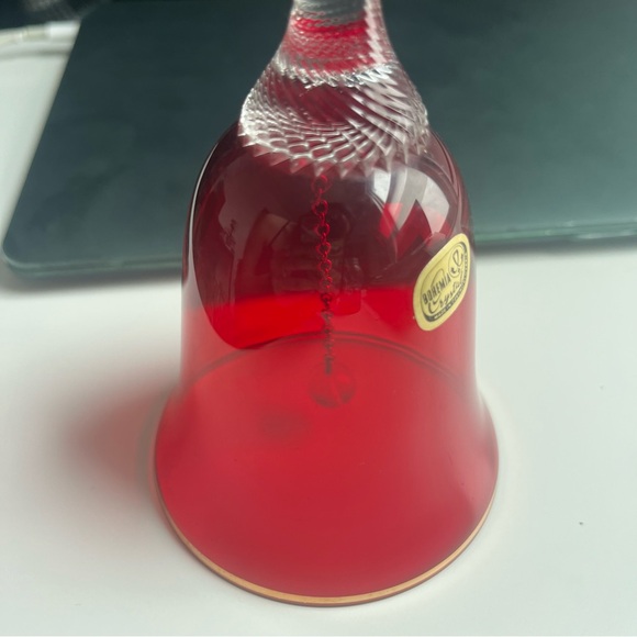 Vintage Ruby Red & Clear Wine Bell - Bohemia Crystal Made in Czechoslovakia - Picture 4 of 5
